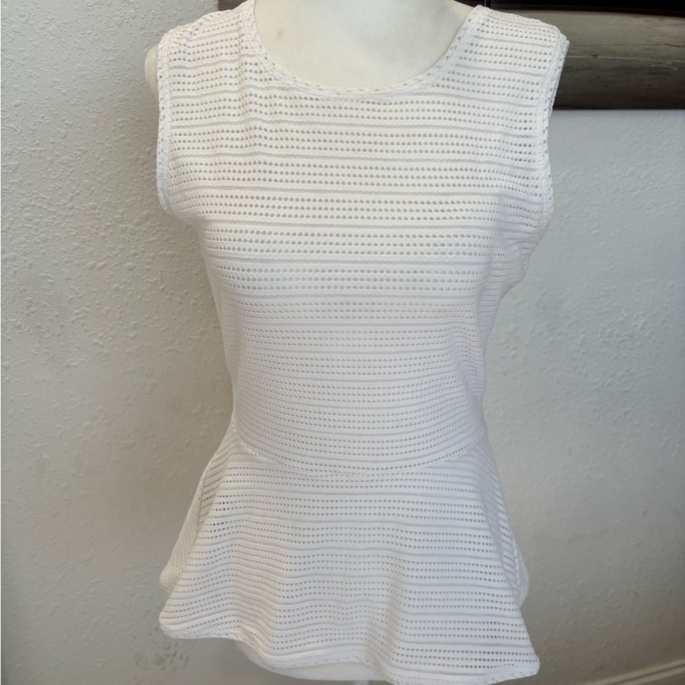 BCBGMaxAzria Evia White Textured Peplum Top - Picture 4 of 9